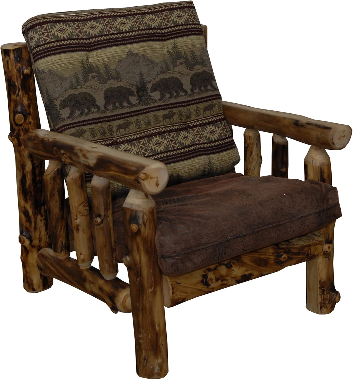 Amazon Com Furniture Barn Usa Rustic Aspen Log Easy Chair5 Fabric