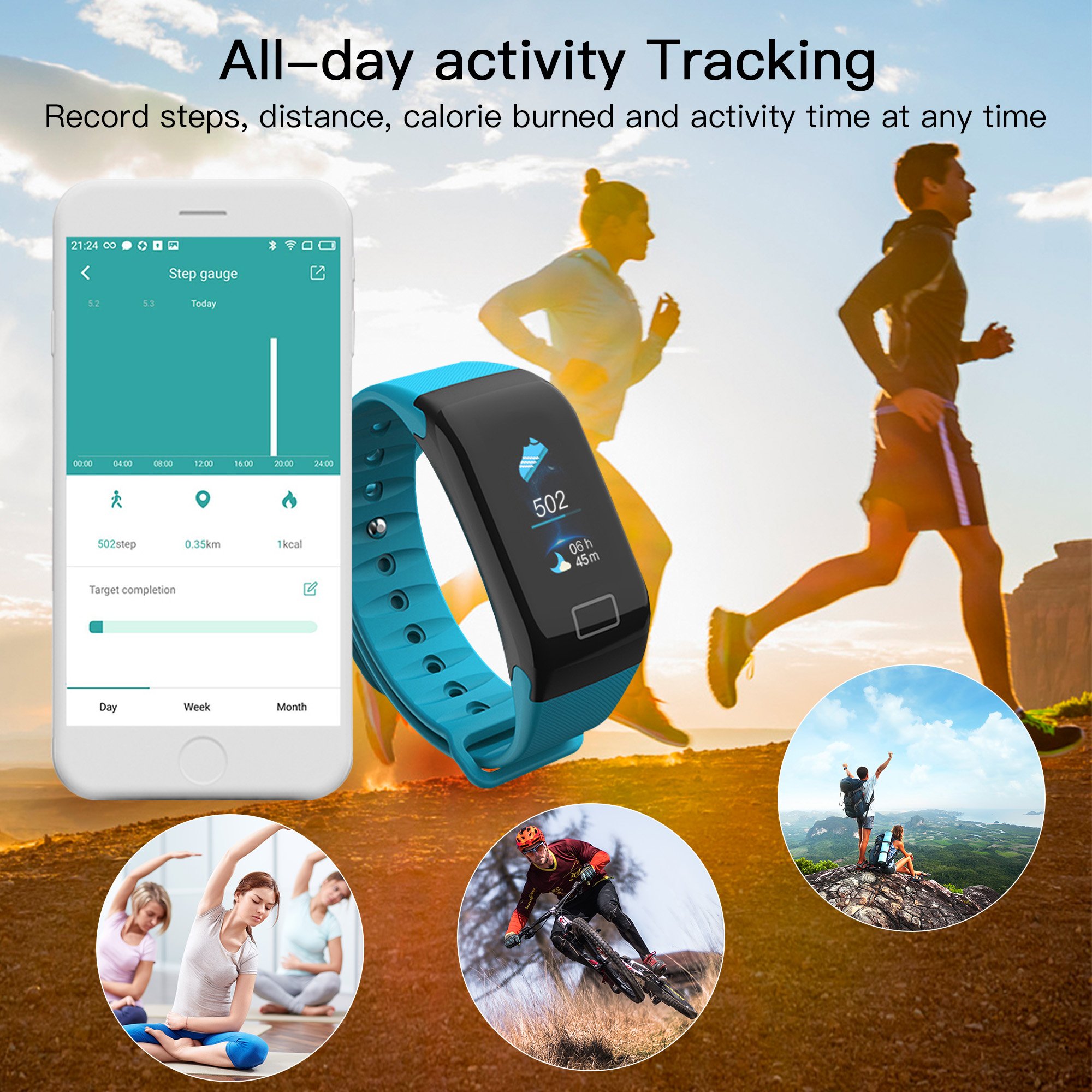 Cocofit Fitness Tracker Watch,IP67 Waterproof Smart Band,Activity Tracker,Smart Wristband with Heart Rate Monitor,Blood Pressure Monitor,Sleep Monitor,Step Calorie Distance Counter for Men Women Kids