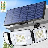 intelamp Solar Security Flood Light 1200lm 3 Heads 9.8ft Cable IP65