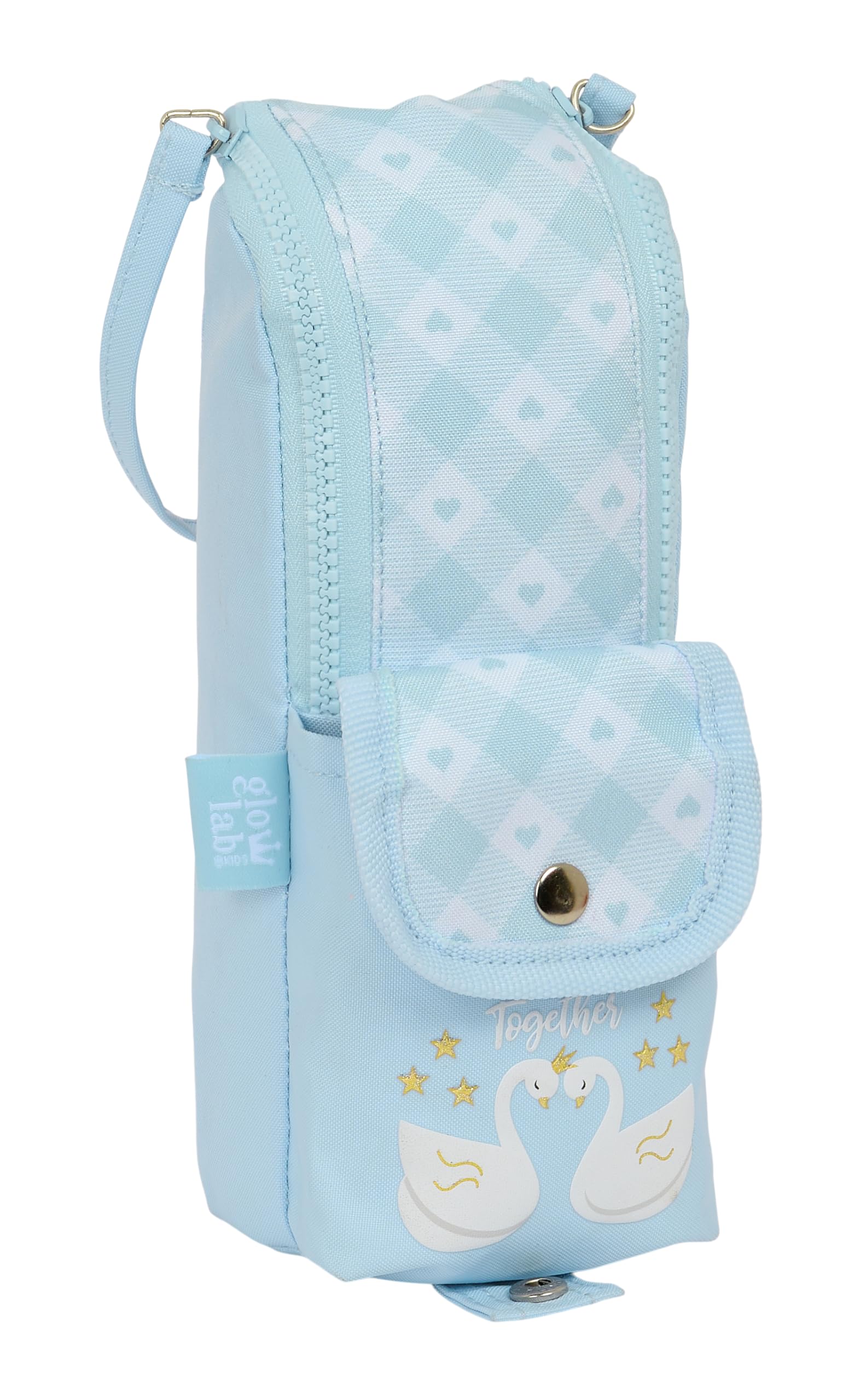 Glowlab Swans – Pencil Case with Handle, Children's Pencil Case, Child, Ideal for School Ages, Comfortable and Versatile, Quality and Resistance, 6 x 21 x 6 cm, Light Blue, light blue, Estándar,
