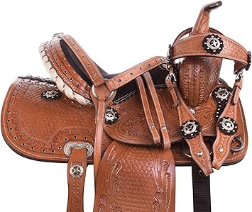 Amazon Co Jp Acerugs プレミアムブラックインレー ウェスタンバレル レーシング クリスタルショウ トレイル 子供 ユース 馬 ポニー サドルタック 10 ブラウン スポーツ アウトドア