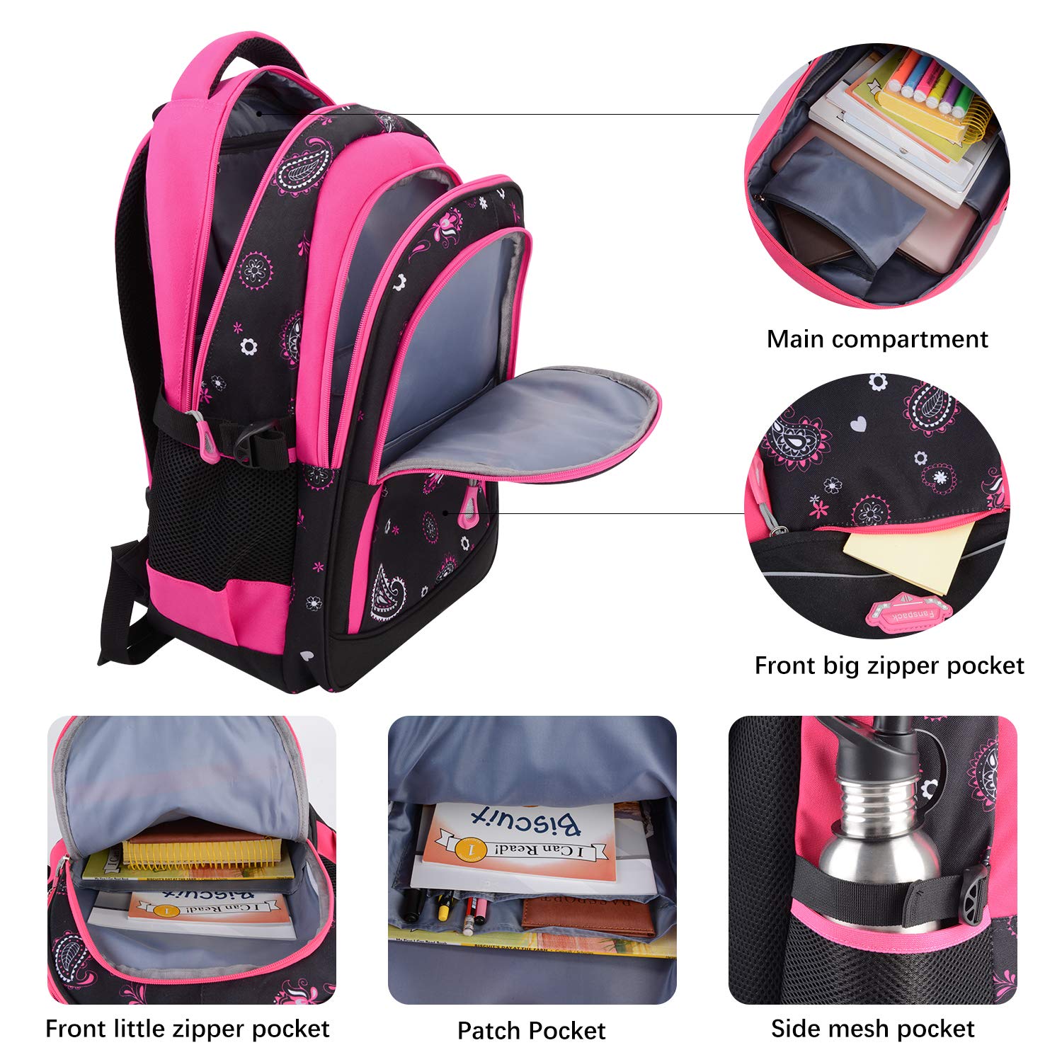 Zaino Scuola Fanspack Zaini Scuola Elementare e Media Cartelle Scuola per  Ragazza Bambina Cancelleria e prodotti per ufficio urban-earth.co.uk
