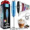 Zulay Powerful Milk Frother Handheld Foam Maker for Lattes - Whisk Drink Mixer for Coffee, Mini Foamer for Cappuccino, Frappe, Matcha, Hot Chocolate by Milk Boss (Metallic Blue)