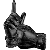 Aegend Leather Gloves for Men, Soft Warm Lining Full Hand Touchscreen Winter Gift Thermal