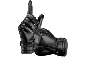 Aegend Leather Gloves for Men, Soft Warm Lining Full Hand Touchscreen Winter Gift Thermal