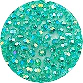 Jmassyang 800pcs 6mm Glossy Acrylic Faceted Beads AB Color Crystal Round Plastic Spacer Crafts Bead for DIY Necklaces Bracelets Earrings Jewelry Making Bead Curtains Home Decoration(Lake Green AB)