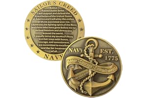 YAKIN SHOP Commemorative USA-Navy Challenge Coin with Sailor's Creed and Maritime Symbolism