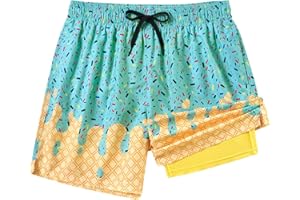 westwolf Men Swim Trunks 5.5 Inch Board Shorts 2 in 1 Swimwear with Compression Liner