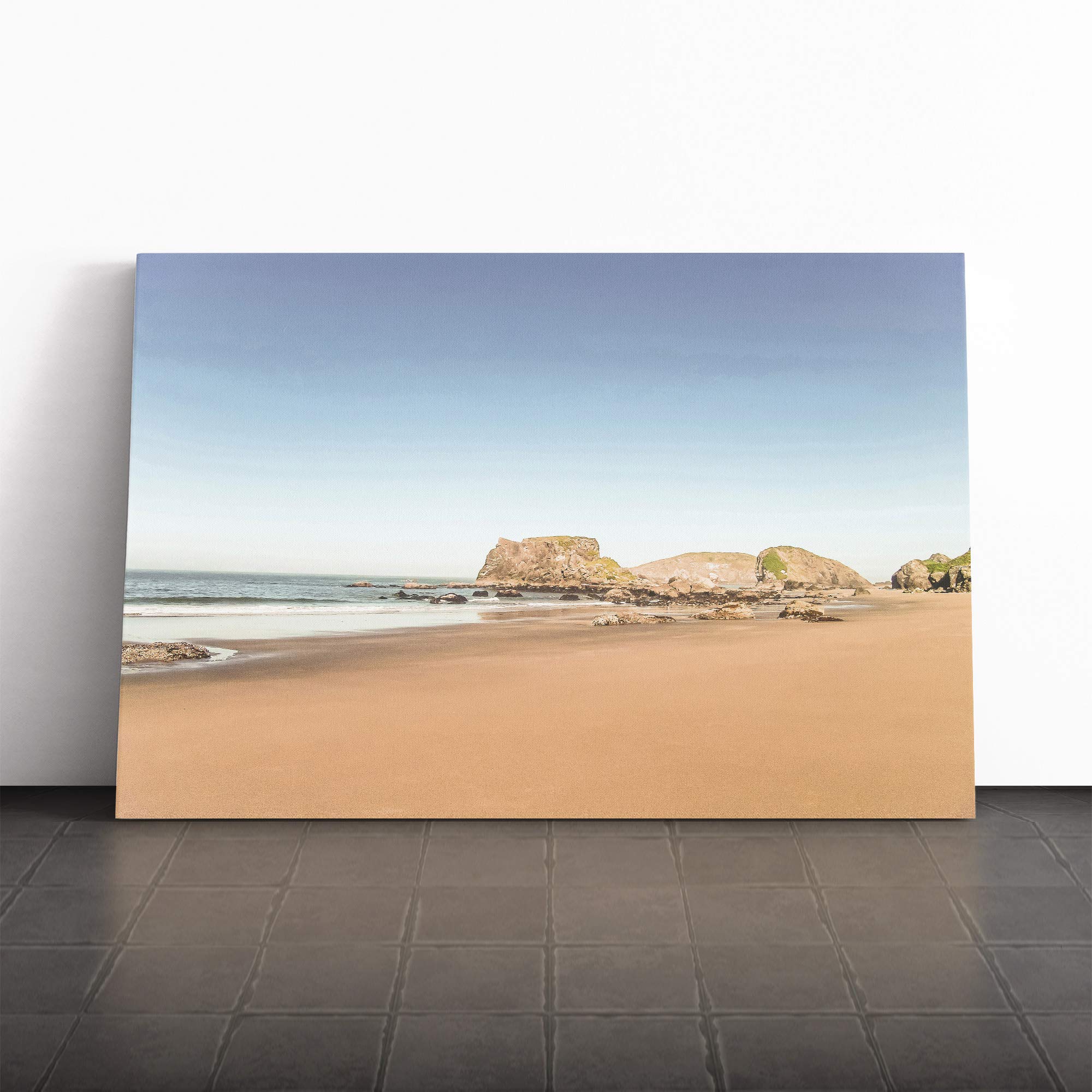 Seascape Peaceful Beach Canvas Print | Gallery Wrapped 30mm Frame Wall Art | 20x14 inches | Ready to Hang | Modern Seascape Picture | Living Room Bedroom Lounge Office