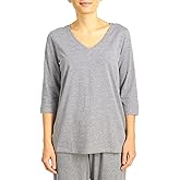HUE Women's 3/4 Sleeve V-Neck Sleep Tee