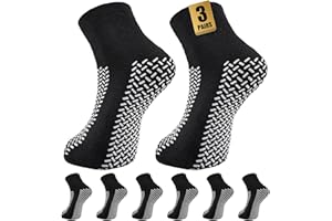 SukModen Hospital Grip Socks, 3 Pairs Double Sided Grippy Non Slip Socks, Slipper-Style Extra Traction Socks for Men & Women