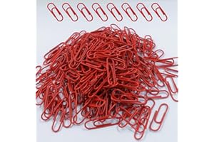 Seimneire 200 Pack Red Paper Clips Small Paper Clips, 1.1 Inch / 28mm Metal Paper Clips Vinyl Coated Paper Clips, Decorative Metal Paper Clamps Paperclips for Office School and Home
