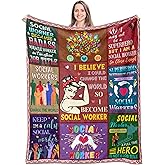 Itvgekp Social Worker Gifts for Women, Social Worker Gift Blanket for Christmas Birthday, Appreciation Graduation Gifts for BSW, MSW, DSW, Social Worker Office Decor Throw Blanket 60 x 50 Inch