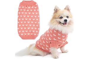 KRASTMON Dog Sweater Heart Puppy Sweater Warm Soft Pet Cloth Dog Outfits for Small Dogs and Cats (Pink, XS)