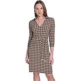 Tommy Hilfiger Womens 3/4 Sleeve Collared V-Neck Tie Waist Mini Dress