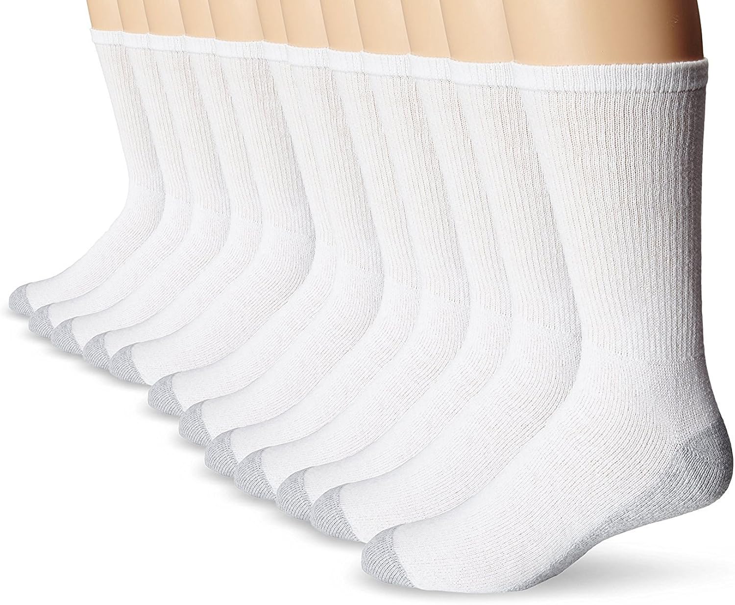 Hanes Crew Socks 10 Pack White 1214 / Shoe 1315 Clothing
