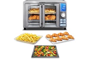 Gourmia Air Fryer French Door Toaster Oven - 6-Slice Capacity, LED Display with 14 Cooking Presets, Stainless Steel