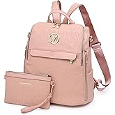 MKP COLLECTION Women Fashion Backpack Purse Multi Pockets Anti-Theft Rucksack Travel Shoulder Bag Handbag Set 2pcs