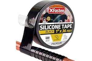 XFasten Self Fusing Silicone Tape Waterproof – 1" x 36 Feet Black, Self Amalgamating Tape, Silicone Rubber for Plumbing, Seal