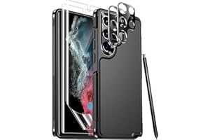 Temdan [Heavy Shockproof for Samsung Galaxy S22 Ultra Case,with 2 Pack [Soft Screen Protector + Camera Lens Protector] [12 FT Military Grade Drop Protection] Tough Rugged Full-Body Protection