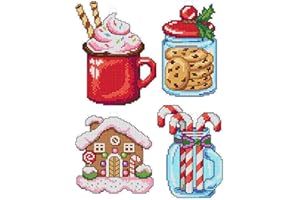 Counted Cross-Stitch Kit on Plastic Canvas with Christmas Sweets. 4 Winter Ornaments Different Dimensions 119CS. Marvelous fo