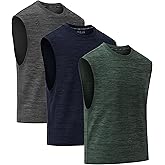 Men's Athletic Muscle Shirts (Dry Fit, 3-Pack) Moisture Wicking Sleeveless Performance Activewear Tank Tops for Gym