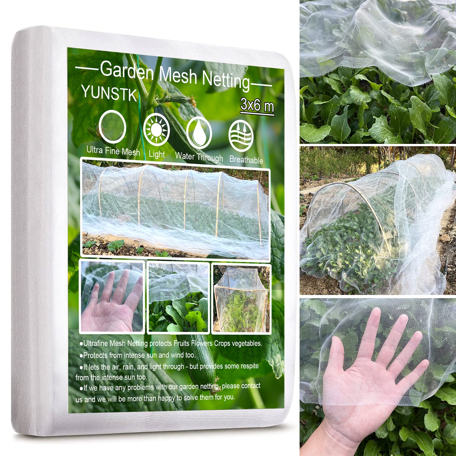 Garden Netting for Veg Patch Fine Mesh, 3x6m Insect Protection Net, Garden Vegetable Plant Protect Netting, Anti Bird Butterfly Netting, Tunnel Fine Mesh for Flowers Crops Fruits Greenhouse