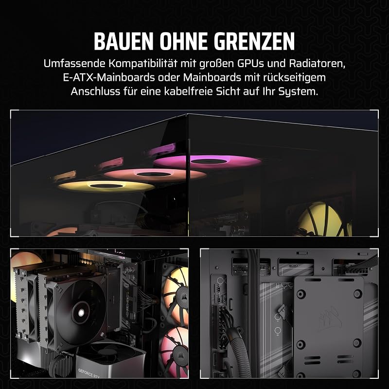 iCUE LINK 3500X RGB Mid-Tower ATX PC-Gehäuse - Gehärtetes Panorama-Glas - Umgekehrte Verbindung Motherboard-Kompatibel -3x CORSAIR iCUE LINK RX120 RGB-Lüfter Im Lieferumfang Enthalten -Schwarz