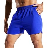 MIER Men's 5 Inch Running Athletic Shorts with Pockets Quick Dry Lightweight Gym Workout Shorts, Elastic Waist