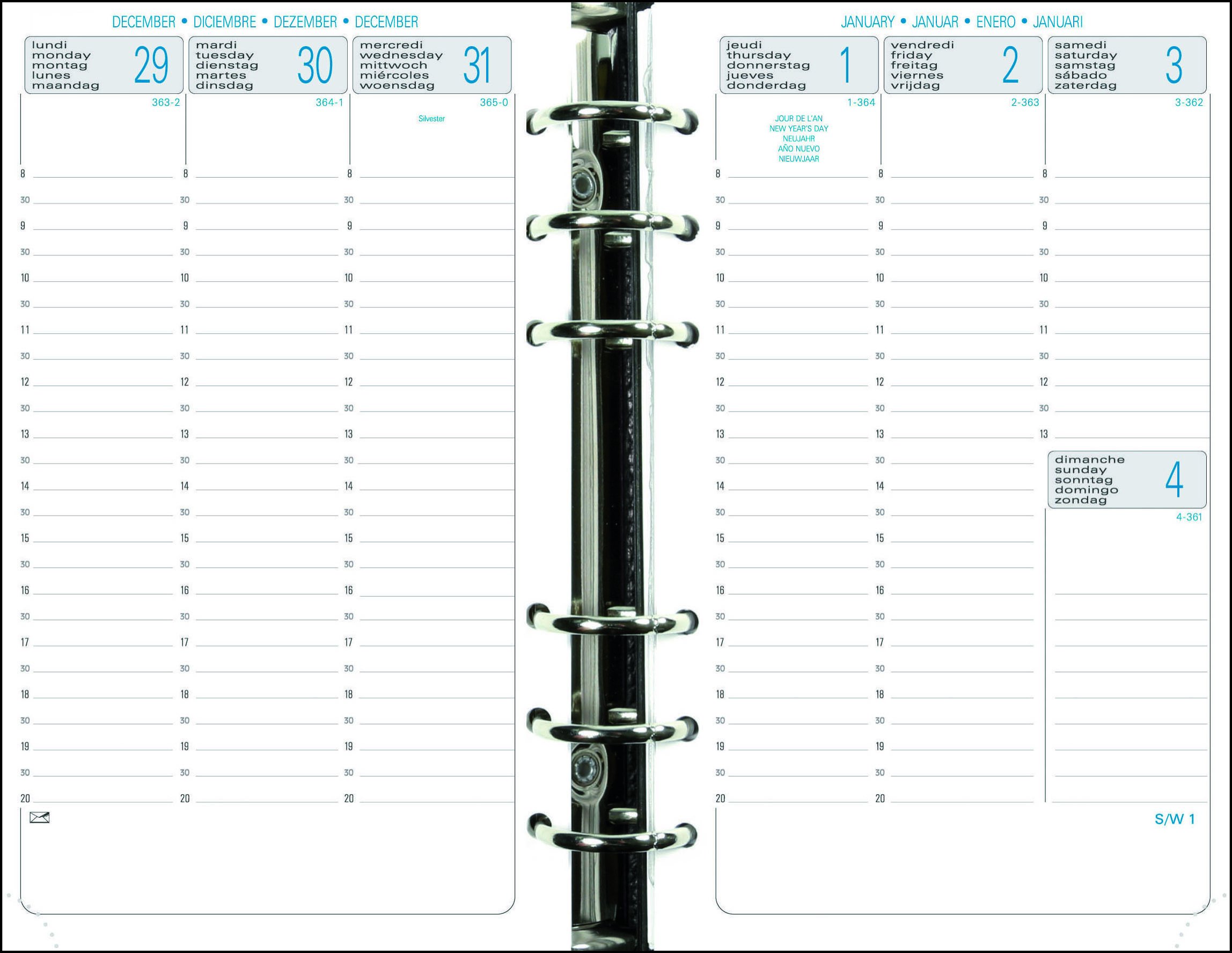 Exacompta Refill Exatime 17 - 18272E - the week on 2 Pages with a vertical grid - September 2024 to December 2025 - 10.5 x 17.2 cm