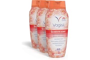 Vagisil Feminine Wash for Intimate Area Hygiene, Scentsitive Scents, pH Balanced and Gynecologist Tested, Peach Blossom, 12 oz (Pack of 3)