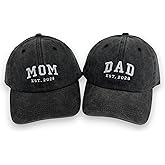 Mom and Dad Embroidered Hat, Matching Vintage Baseball Cap, Gift for New Parents EST. 2026, Pregnancy Announcement