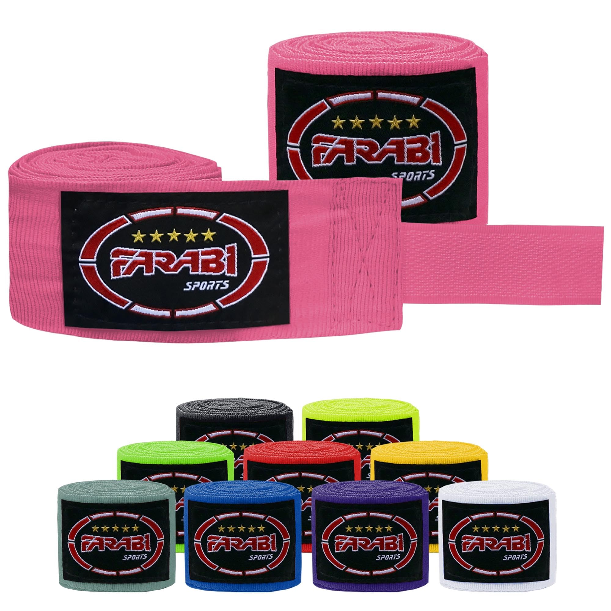 Farabi Sports Adult Boxing Hand wraps 4 Meters Long Boxing Wraps with Pair for MMA, Muay Thai, Training, Kickboxing and Combat Sports (Pink)