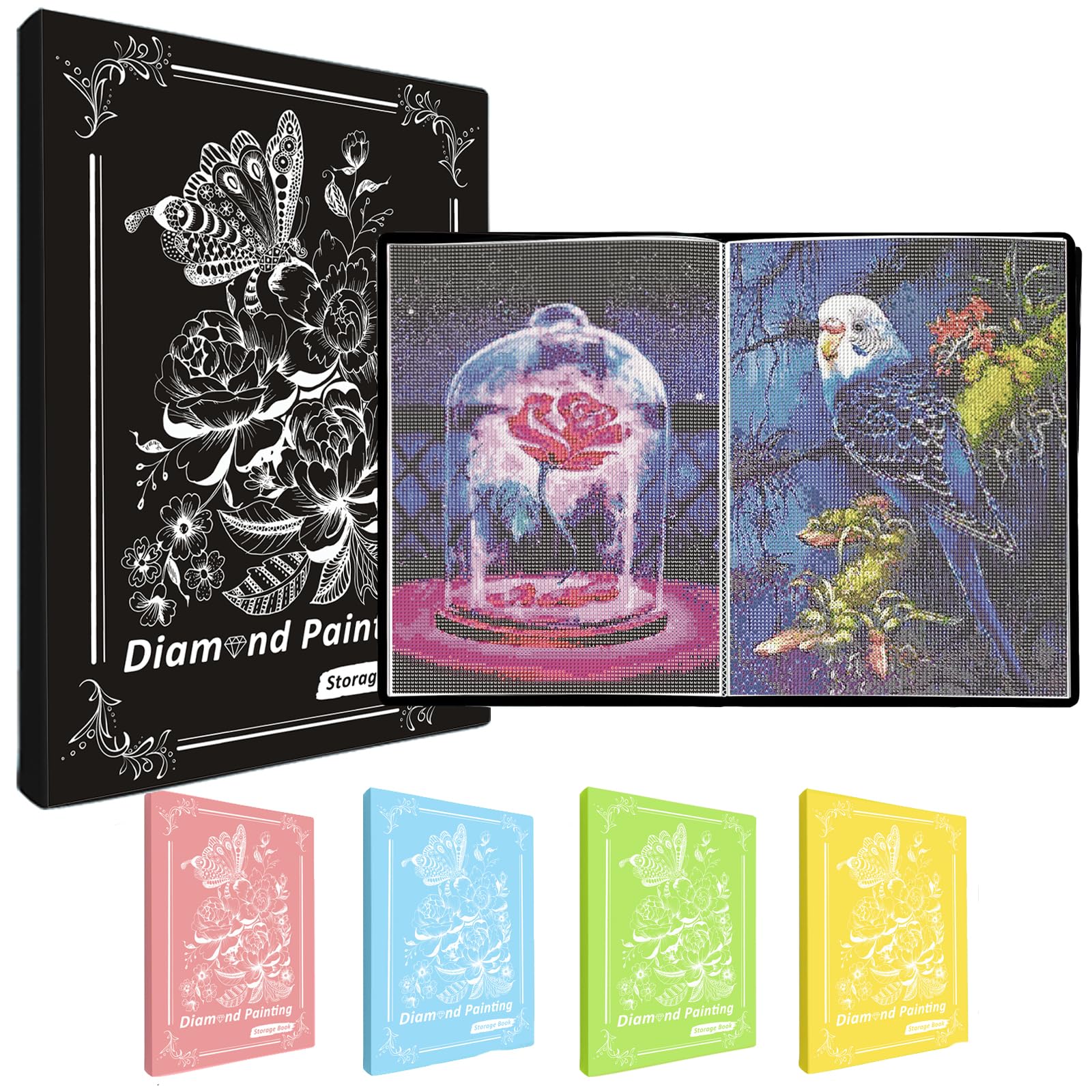 MUFEKUM Diamond Paintings Picture Album, A3 Diamond Paintings Folder With 60 Sheets, Diamond Paintings Storage Book for Finish Work Diamond Art Portfolios (Black)