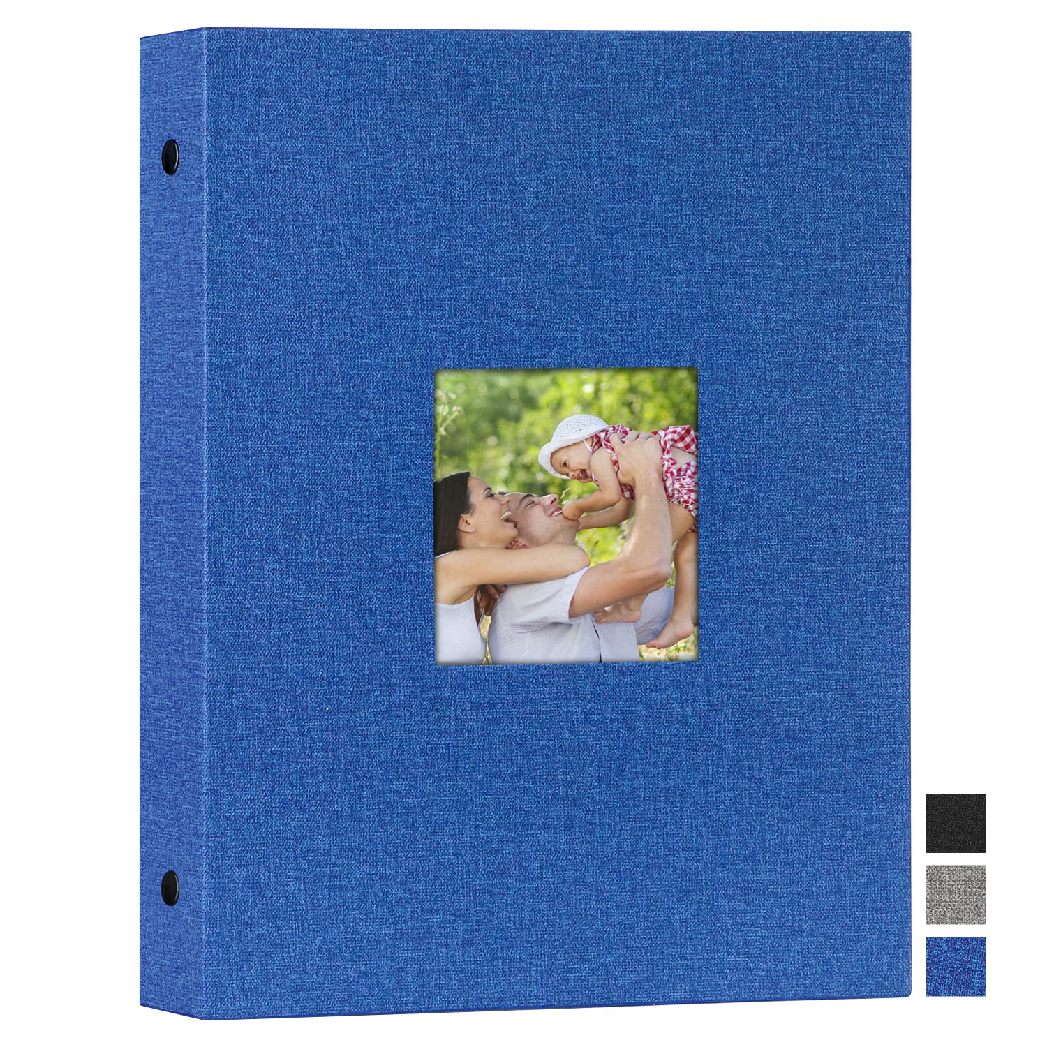 Benjia Photo Album A4 Portrati 50 Pocket, Linen Slip in Top Loading Photo Ablums holds 50 Vertical A4 Pictures Blue