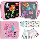 Erasable Book Doodle Set for Kids,Reusable Magic Drawing Book for Kids with 12 Watercolor Pens 14 Page Drawing,Road Trip Car 