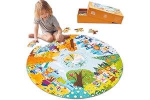 FUNSLAND Floor Puzzles for Kids Ages 4-6 - 88 Piece Large Round Jigsaw Puzzles for Girls & Boys Ages 3 4 5 6 7 8
