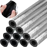 10 Pcs Pipe Insulation Foam Tube Self Adhesive Insulation Foam Wrap Aluminum Foil Pipe Covers for Spigot, Winter Outside Pipes, Sprinkler, Water Heater Pipes Freeze Protection (1.3Ft x 0.8Inch)