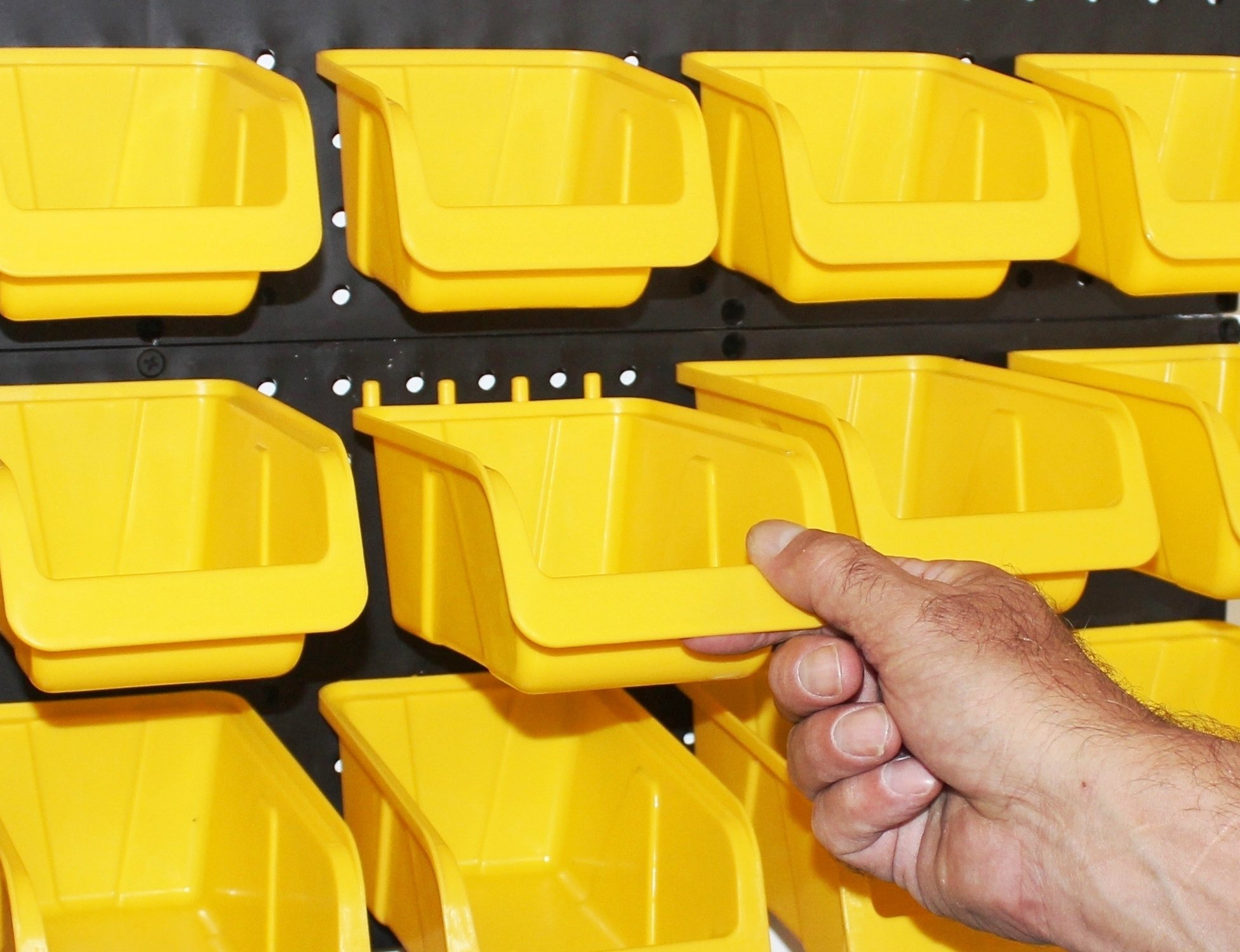 WallPeg Tool Board Accessories Plastic Pegboard Bins Yellow Pegboard
