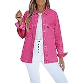 luvamia Jean Jackets for Women 2026 Fall Fashion Oversized Button Down Denim Jacket Western Shacket Jacket with Pockets