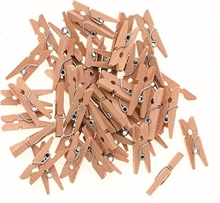 Glorex 6 2200 651 - Wäscheklammern aus unlackiertem Birkenholz, ca. 25 mm groß, 45 Stück, ideal zum Basteln und Dekorieren, für Fotoleinen, Tischkärtchen, Grußkarten