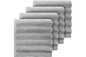 Kinton Crafts Cotton Washcloths, (30 CM x 30 CM) Reusable Face Cloths for Makeup Removal & Skincare, (Pack of 4) Soft & Comfy Small Towels Set, Sweat Absorbing Small Face Cloths, Silver Wash Clothes