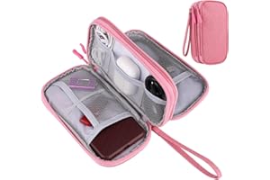 JIAKAI Travel Cable Organizer,Electronics Accessories Organizer Bag,for Charger, Phone, memory card,Travel Gadget Bag-Pink