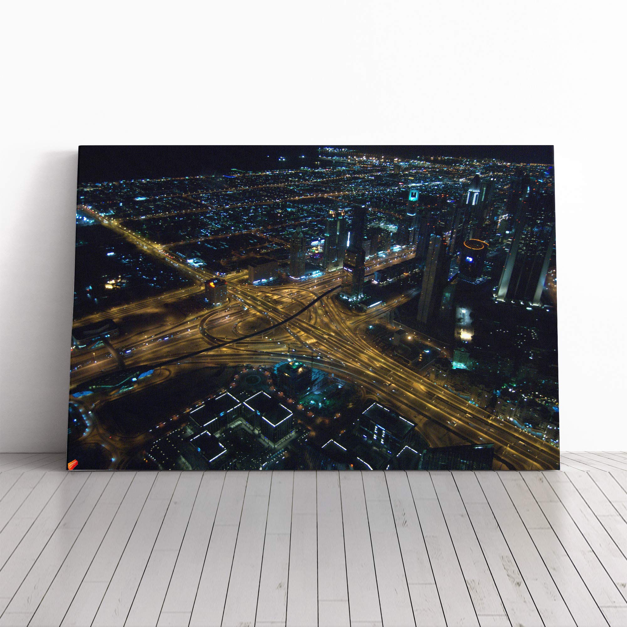 Dubai United Arab Emirates Skyline Canvas Print | Gallery Wrapped 30mm Frame Wall Art | 20x14 inches | Ready to Hang | Modern Cityscape Picture | Living Room Bedroom Lounge Office