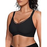 Vertvie Wireless Bras for Women No Underwire Supportive Mesh Crossover Bra Seamless Push Up Full Coverage Everyday Bralettes