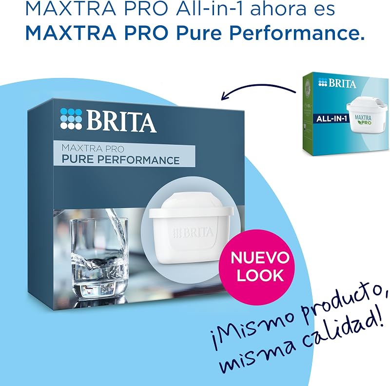 Cartucho de filtro de água de 6 pacotes brita maxtra pro all-in-1 - substituição original da brita que reduz impurezas, cloro, pesticidas e calcário para uma água da torneira com melhor sabor