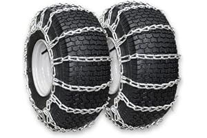 OakTen Set of 2 Tire Chains 18x6.5x8, 18x8.5x8 for Lawn Garden Tractors, Mowers, and Riders, 2-Link Design for Enhanced Traction