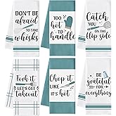 GROBRO7 Funny Kitchen Hand Towel - 6Pcs Fun Sayings Kitchen Farmhouse Vintage Decorative Soft Polyester Dish Towels for Home Bar Dining Room Restaurant Decor Housewarming Gift for Mom Women Hostess