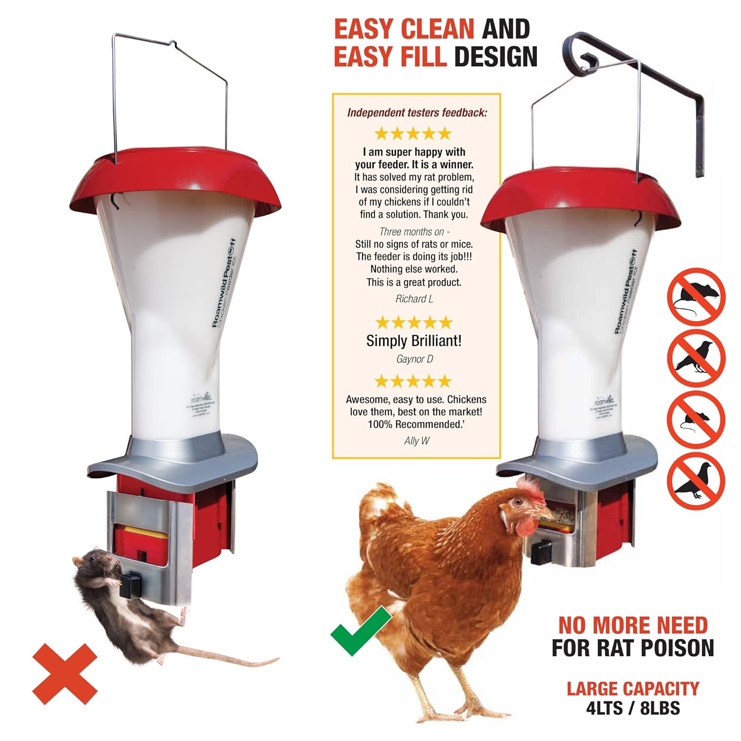Roamwild Pestoff Rat Proof Chicken Feeder Kit Rat Proof Large