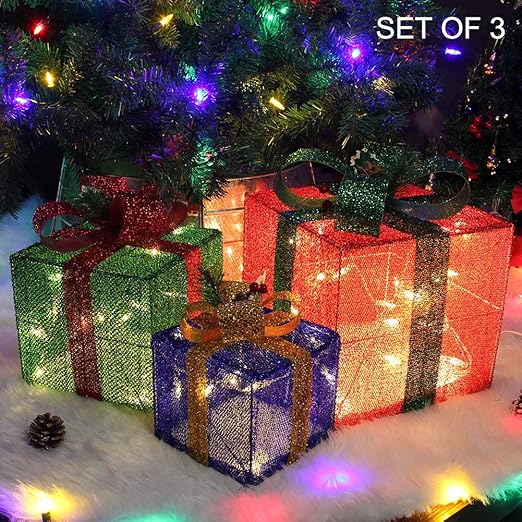 Amazon Com Twinkle Star Christmas Lighted Gift Boxes Decorations